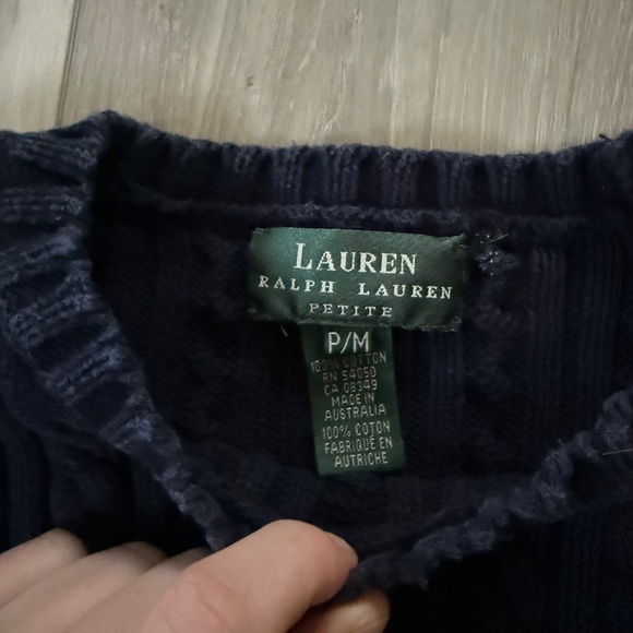 Ralph Lauren Navy Cable Knit Crewneck Sweater - Picture 4 of 4